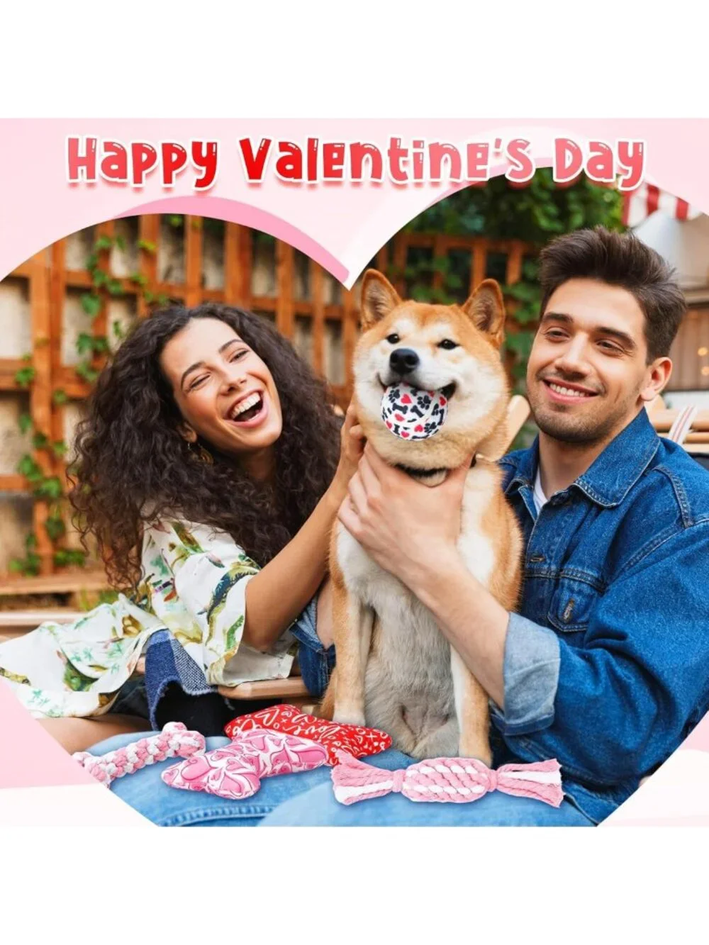 25 Pcs Valentine's Dog Toy Set - Squeaky Balls, Plush Bones & Rope Toys for